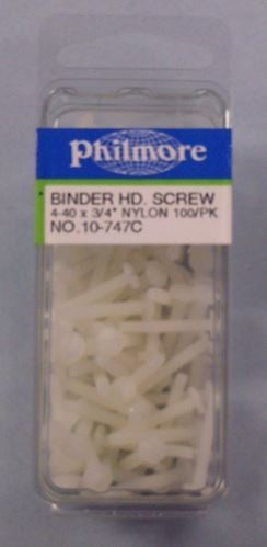 Philmore 10-747C 4-40 3/4" Nylon Binder Head Screw 100/Pack