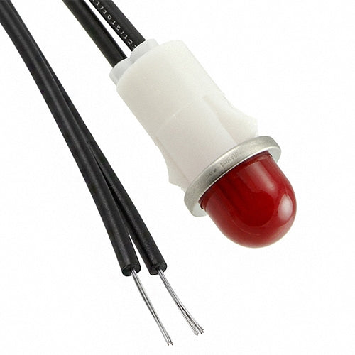 VCC 1050A1 Red Neon 125V Panel Mount Indicator Lamp, Hi-Dome, .500" Hole Diameter, Wire Leads, 105VAC to 125VAC