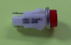 VCC 1050QC1 Red Neon 125V Panel Mount Indicator Lamp, Hi-Hat, .500" Hole Diameter, Tab Terminals, 105VAC to 125VAC