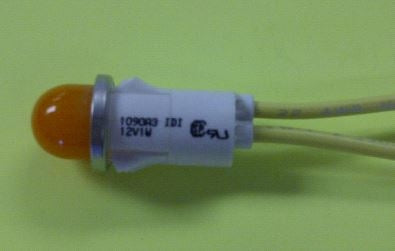 VCC 1090A3-12V Amber Incandescent 12V Panel Mount Indicator Lamp, Hi-Dome, .500" Hole Diameter, Wire Leads