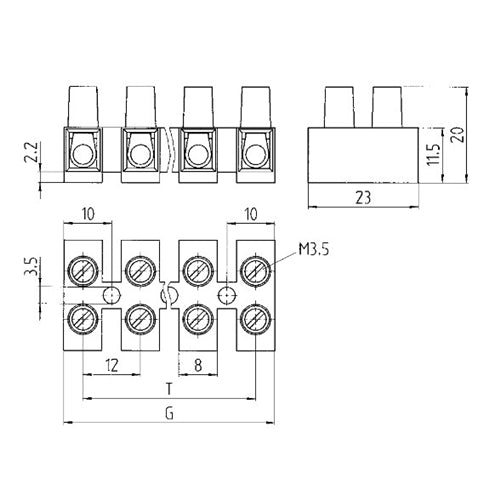 Wieland 21.330.6253.0 Terminal Strip 12-POLE 500V 32A, Type 10E, Without Wire Protection, White
