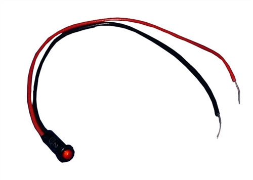 Philmore 11-2450 Snap-In 125V Red LED Indicator Lamp for .250" Hole, with 6" Stripped Leads