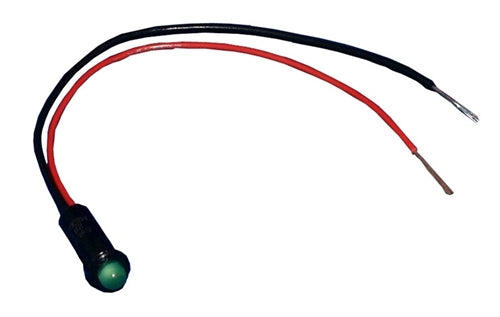 Philmore 11-2456 Snap-In 125V Green LED Indicator Lamp, for .250" Hole, with 6" Stripped Leads