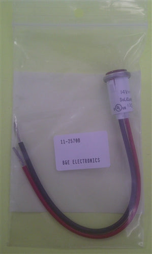 Philmore 11-2570 12-14V Red LED Indicator Lamp for .50" Hole, Red Cylinder Diamond Lens, with 6" Stripped Leads