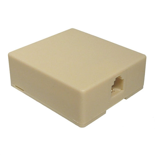 Mode 12-221-0 RJ11 Surface Mount Wall Jack (Single) 6P/4C, Ivory