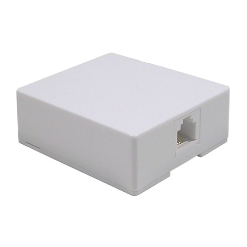 Mode 12-221W-0 RJ11 Surface Mount Wall Jack (Single) 6P/4C, White