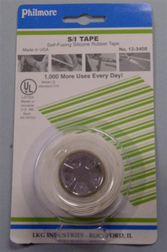 Philmore 12-3408 White Sealing and Insulating (S/I) Tape, 1" Wide x 10' Length, -65F to 500F, Insulates 8kV Per Layer