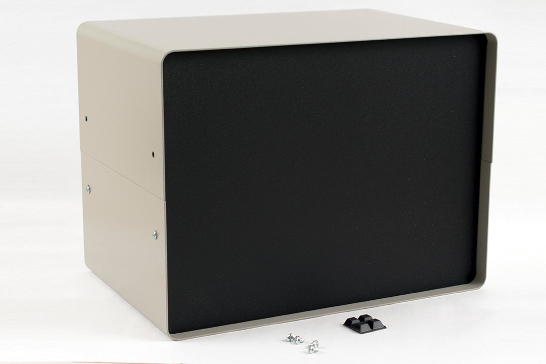 Hammond 1401M Metal Instrument Enclosure (12" x 8" x 9") Gray, with Black Front Panel