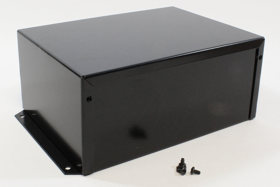 Hammond 1411FBRBK Aluminum Utility Enclosure, Flanged, Black 8.0" x 6.0" x 3.5"