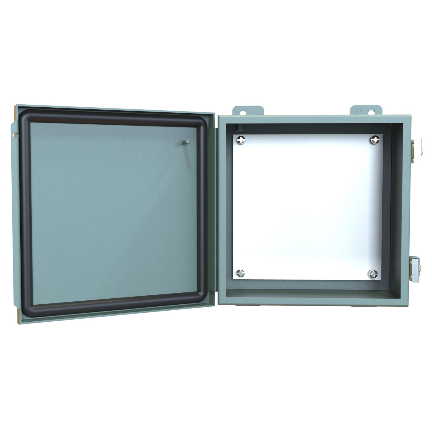 Hammond 1414PHH4 N12 Junction Box, Continuous Hinge Door with Clamps, with Panel - 8" x 8" x 4" - Steel/Gray