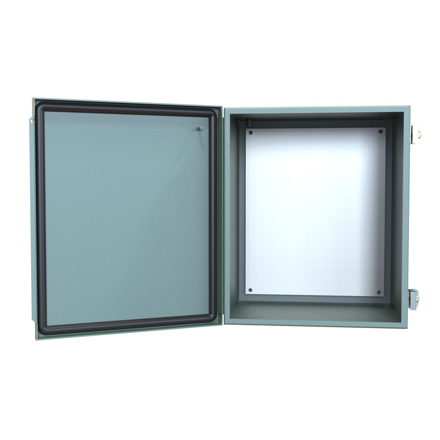 Hammond 1414PHK8 N12 Junction Box, Continuous Hinge Door with Clamps, with Panel - 12" x 10" x 8" - Steel/Gray