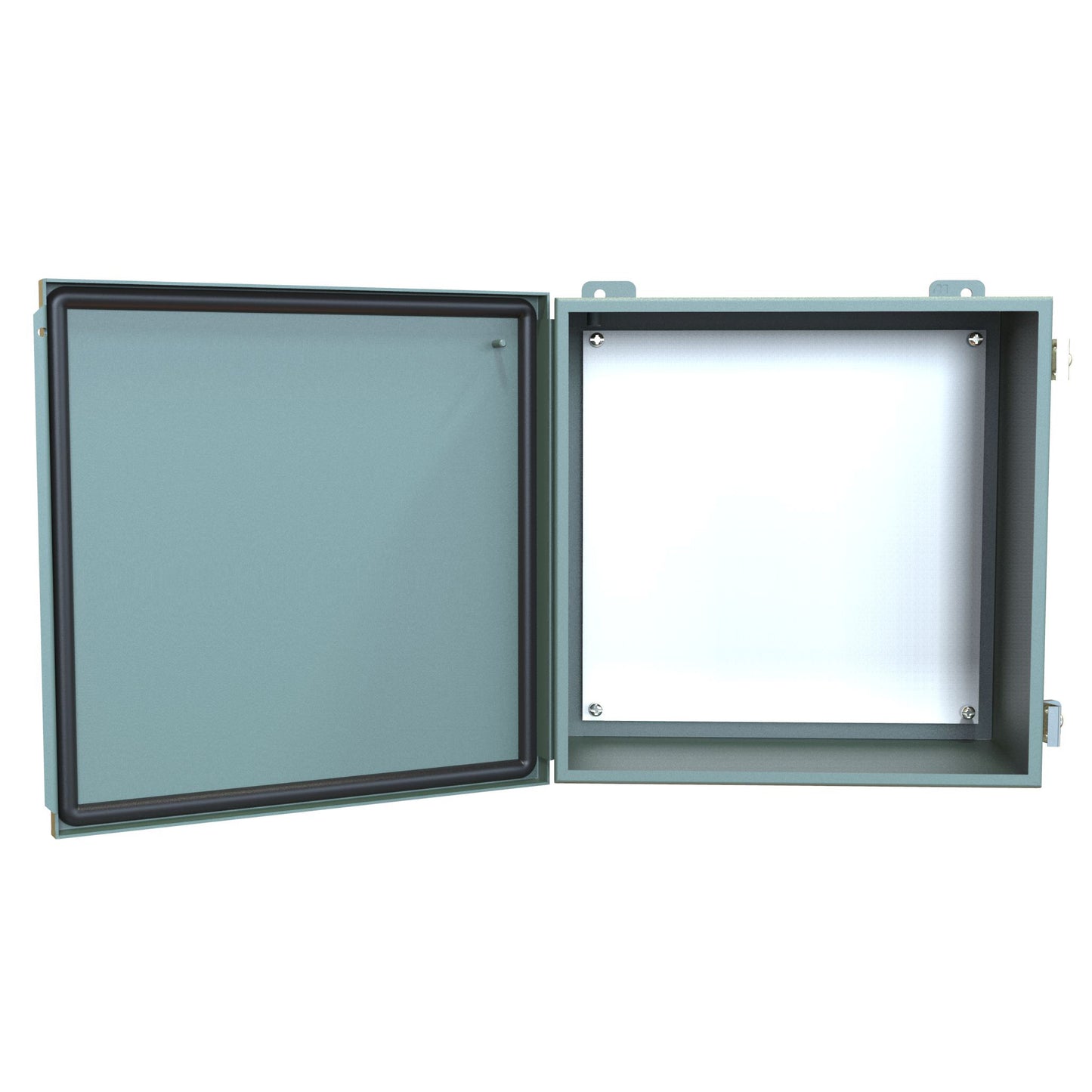 Hammond 1414PHL6 N12 Junction Box, Continuous Hinge Door with Clamps, with Panel - 12" x 12" x 6" - Steel/Gray