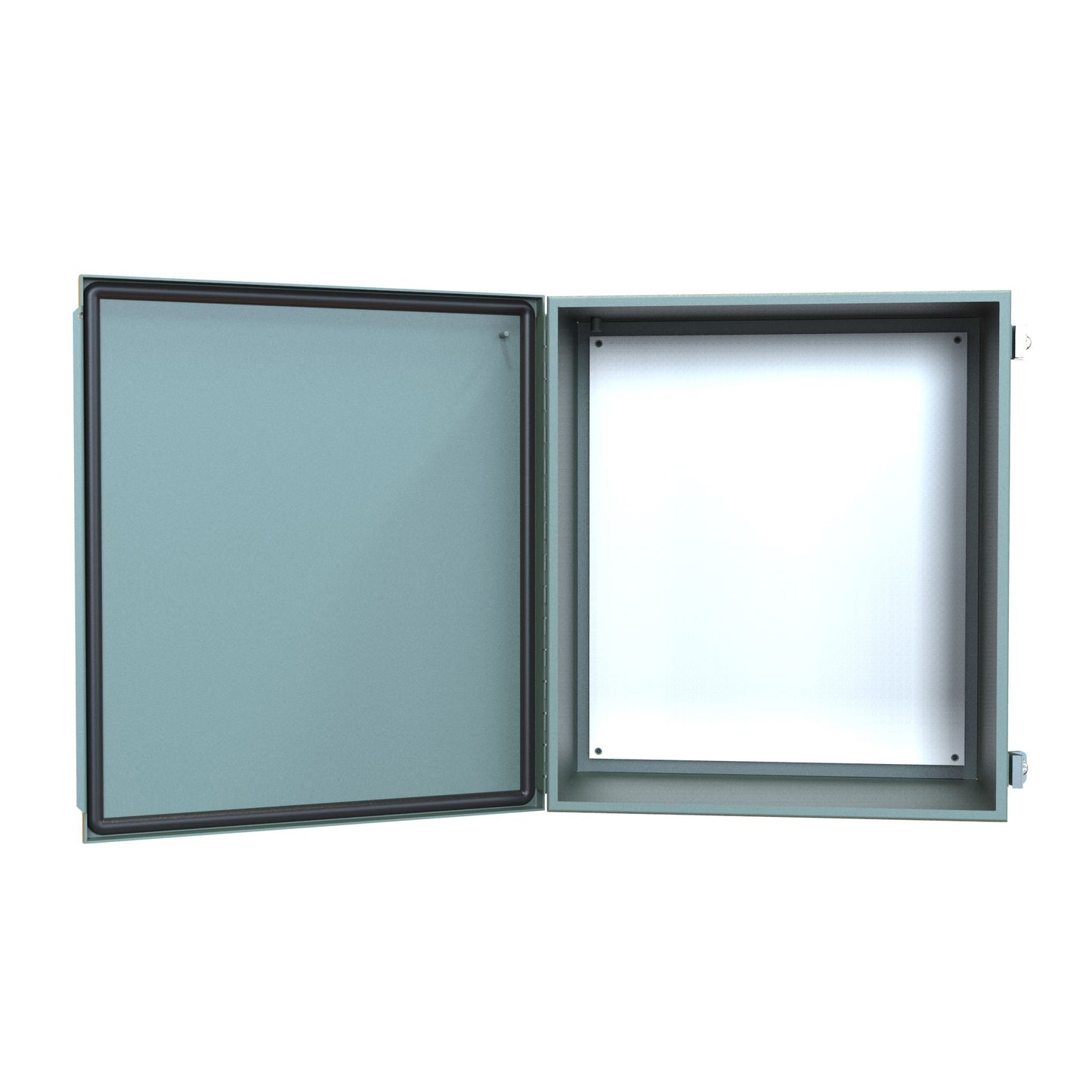 Hammond 1414PHO8 N12 Junction Box, Continuous Hinge Door with Clamps, with Panel - 16" x 14" x 8" - Steel/Gray
