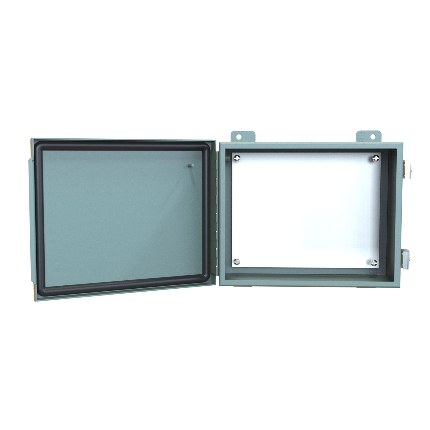 Hammond 1414PHRI N12 Junction Box, Continuous Hinge Door with Clamps, with Panel - 8" x 10" x 4" - Steel/Gray