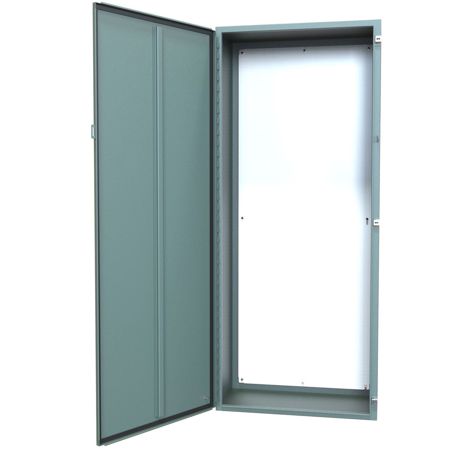 Hammond 1418U16 N12 Wallmount Enclosure, Continuous Hinge Door with Clamps, with Panel - 72" x 30" x 16"- Steel/Gray