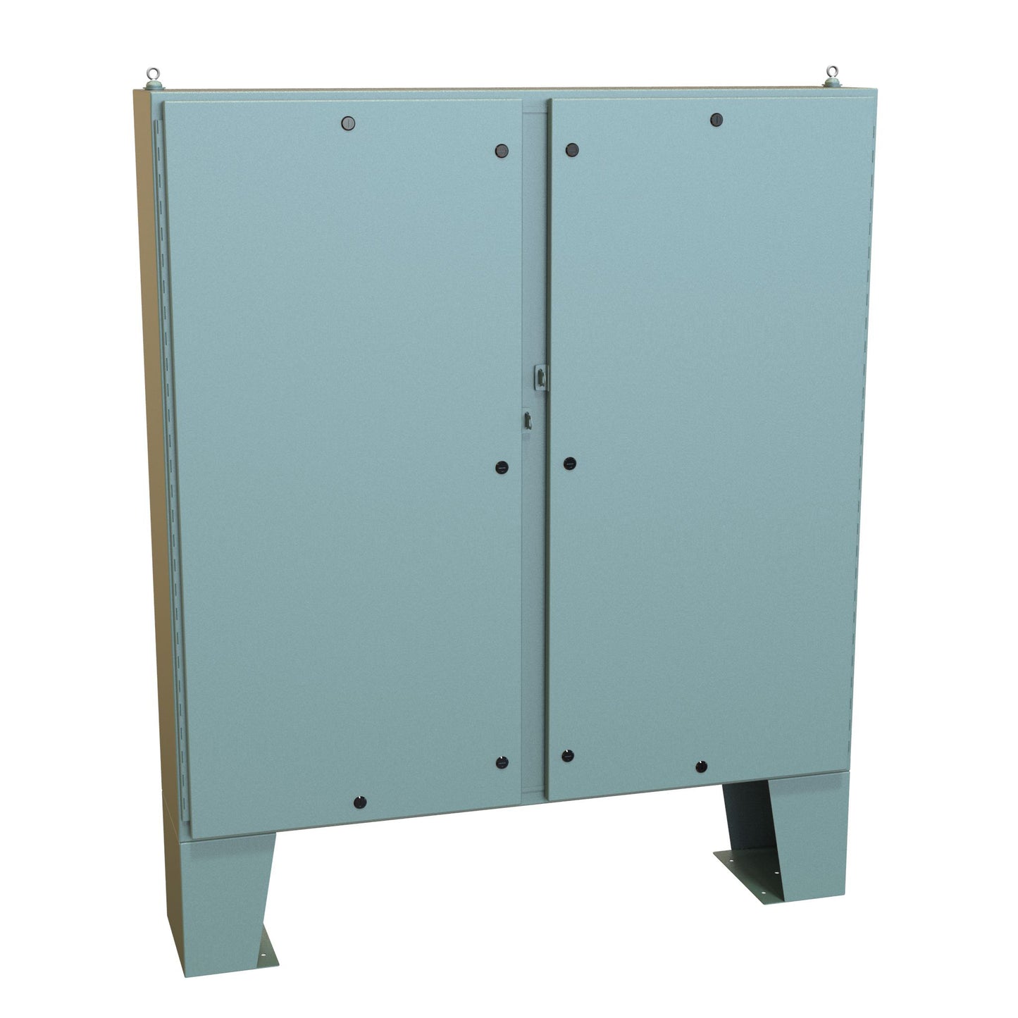 Hammond 1422N4D12FQT N4 Quarter Turn Double Door Floormount Enclosure w/Panel - 60" x 60" x 12" - Steel/Gray