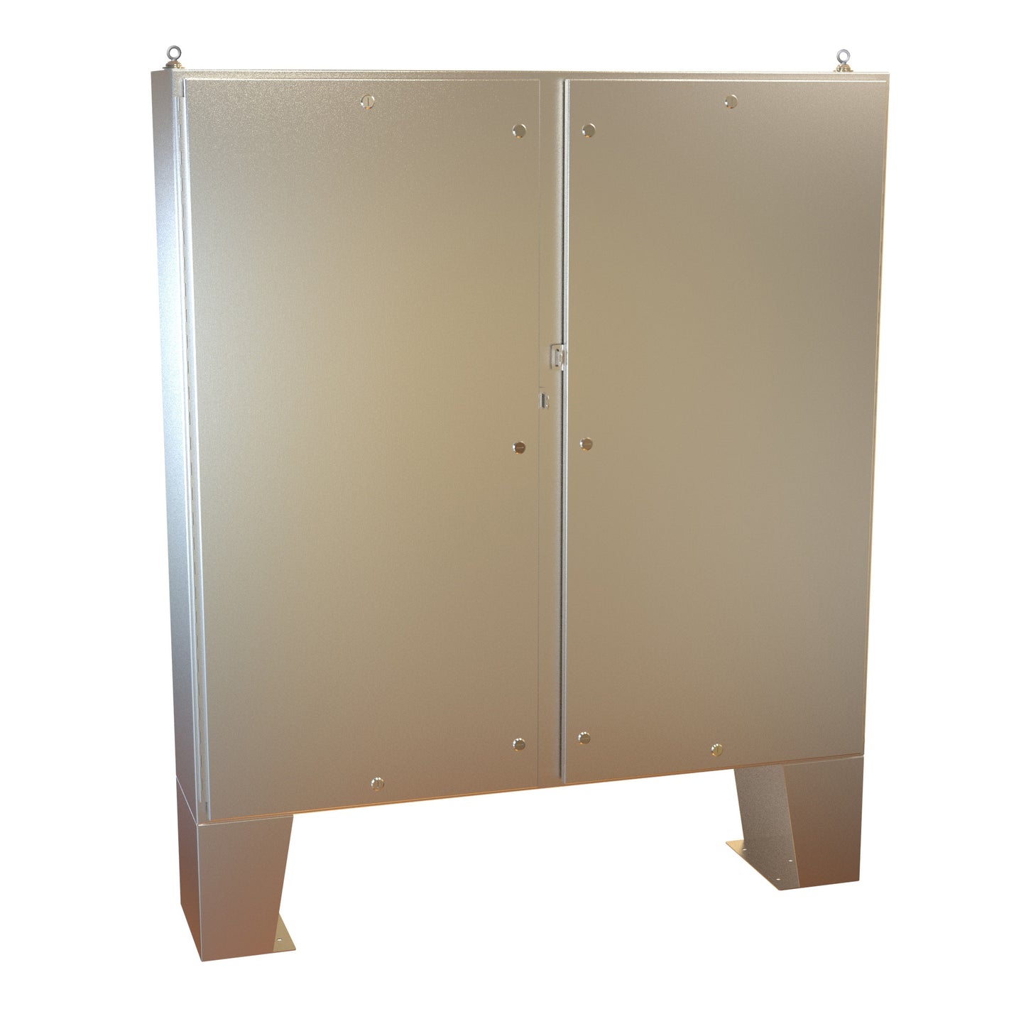 Hammond 1422N4SSD12FQT N4X Quarter Turn Double Door Floormount Enclosure w/Panel - 60" x 60" x 12" - 304 Stainless Steel
