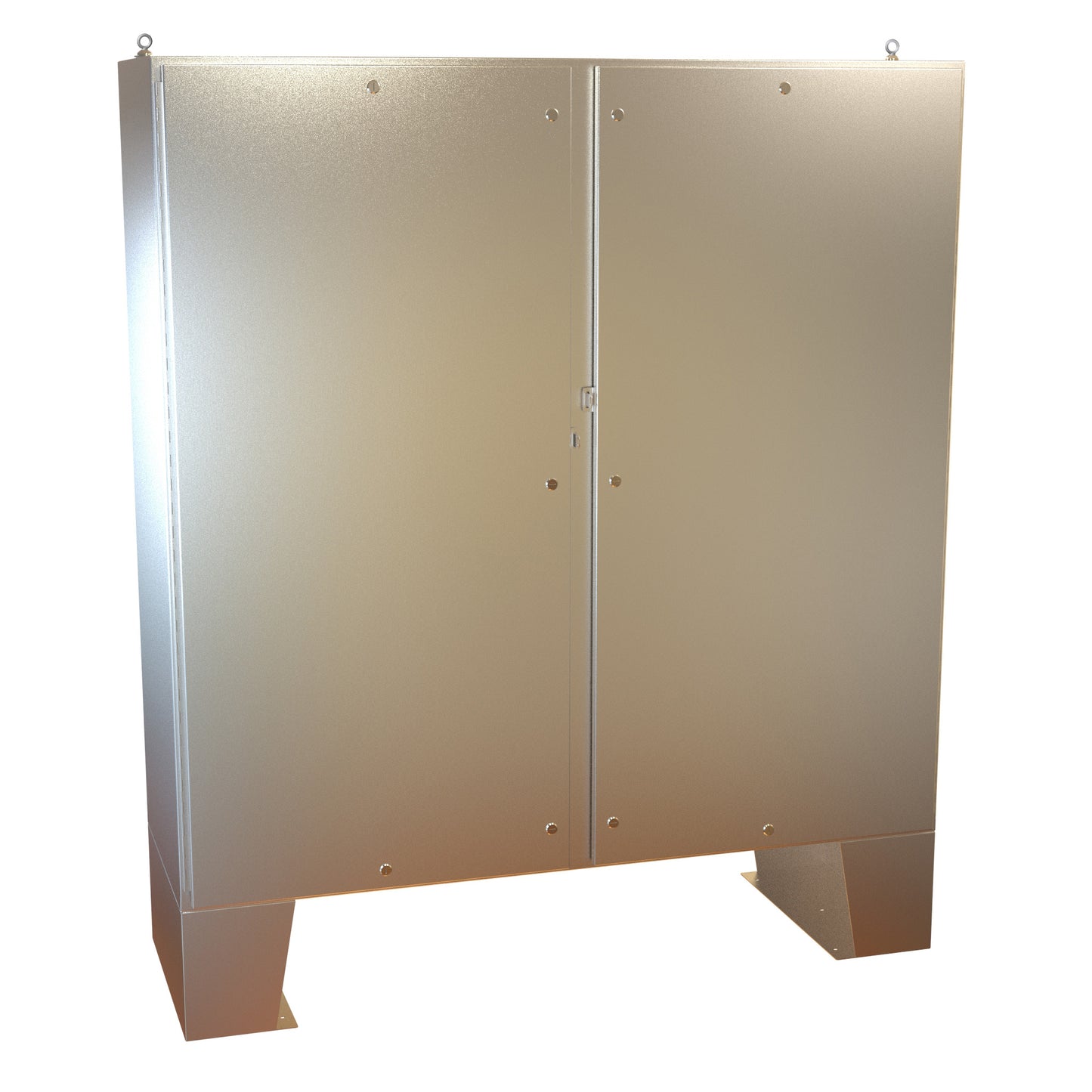 Hammond 1422N4SSF24FQT N4X Quarter Turn Double Door Floormount Enclosure w/Panel - 72" x 72" x 24" - 304 Stainless Steel