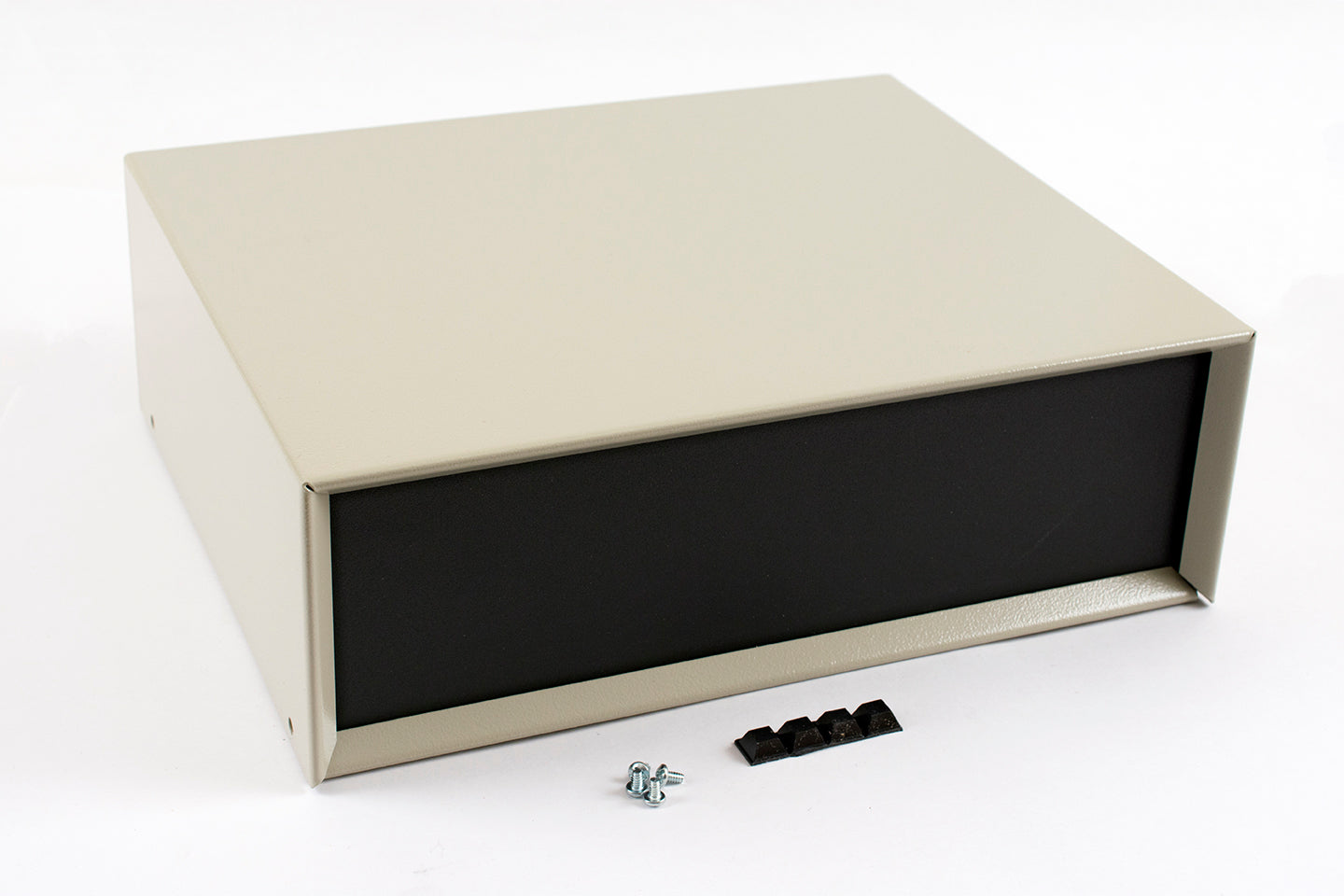 Hammond 1426W Metal Instrument Enclosure, Beige with Vented Bottom, Black Front Panel, 12" x 10" x 4"