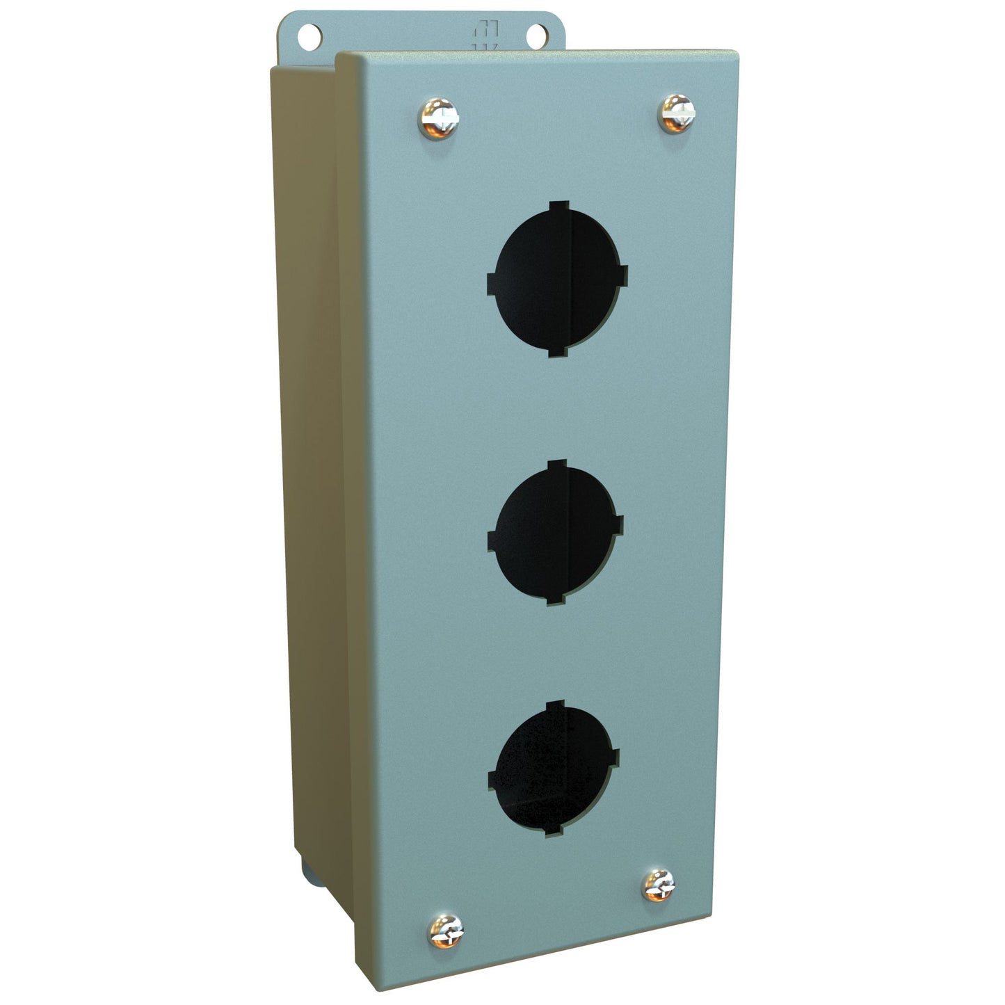 Hammond 1435C Pushbutton Enclosure - 3 PB x 30.5mm - Steel/Gray (8.0" x 3.25" x 2.75")