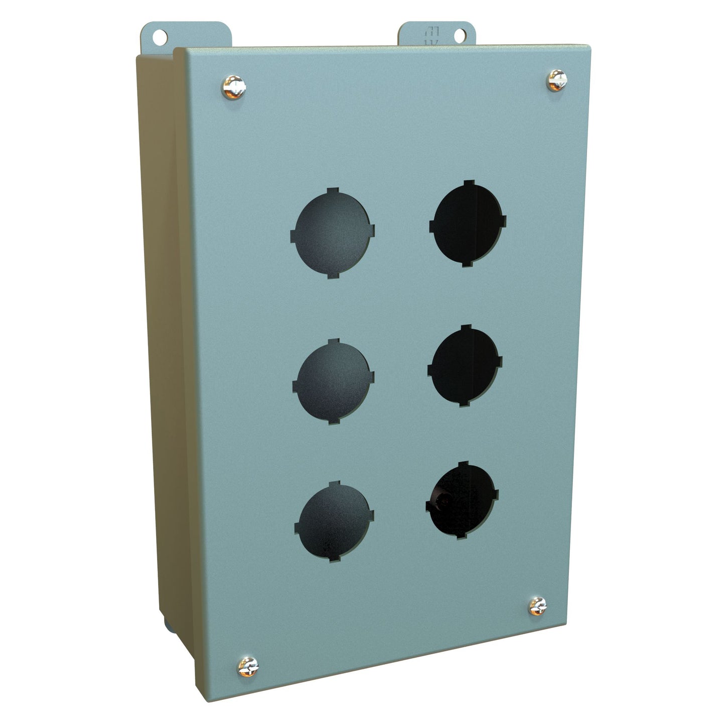 Hammond 1435H Pushbutton Enclosure - 6 PB x 30.5mm - Steel/Gray (9.5" x 6.25" x 3.0")