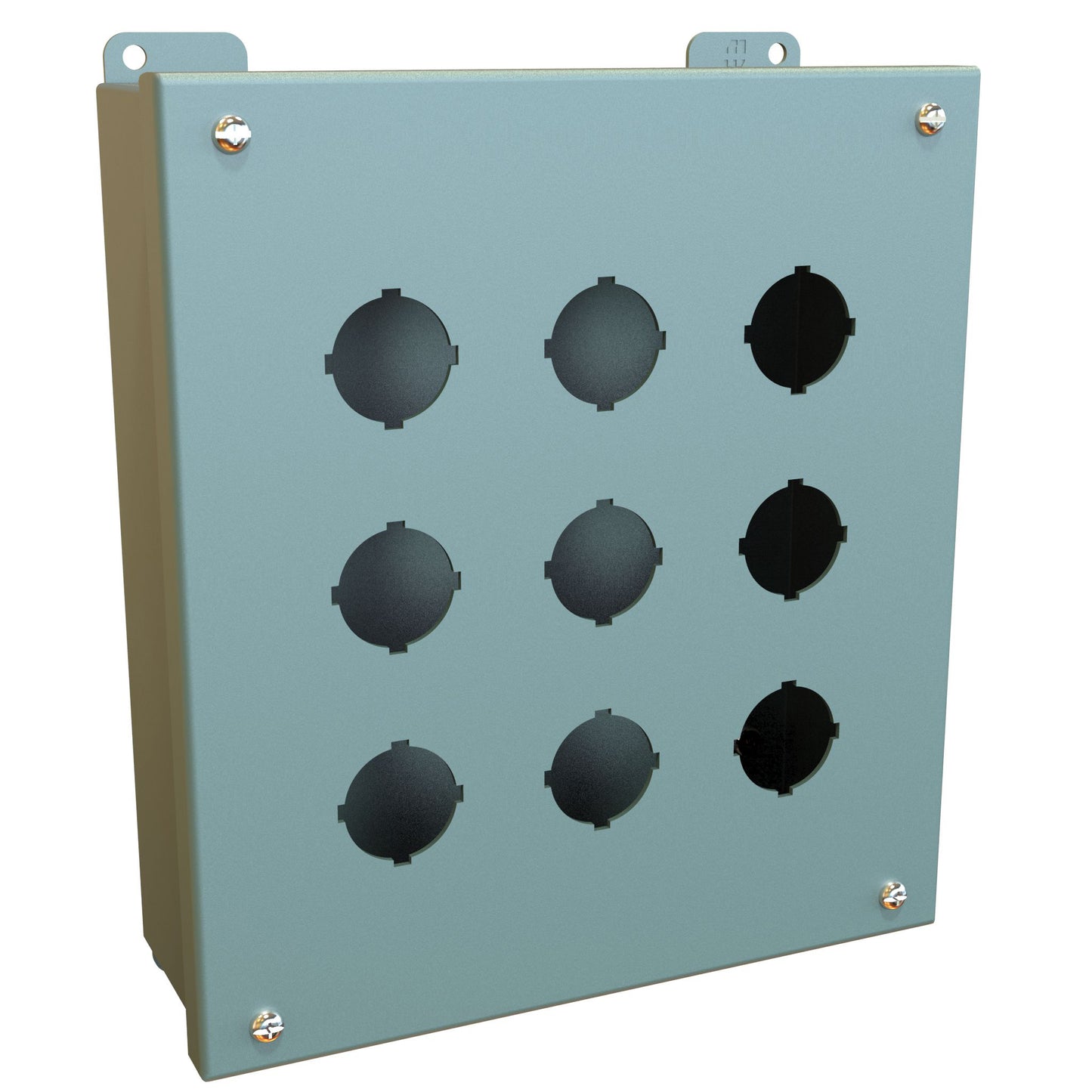 Hammond 1435K Pushbutton Enclosure - 9 PB x 30.5mm - Steel/Gray (9.5" x 8.5" x 3.0")