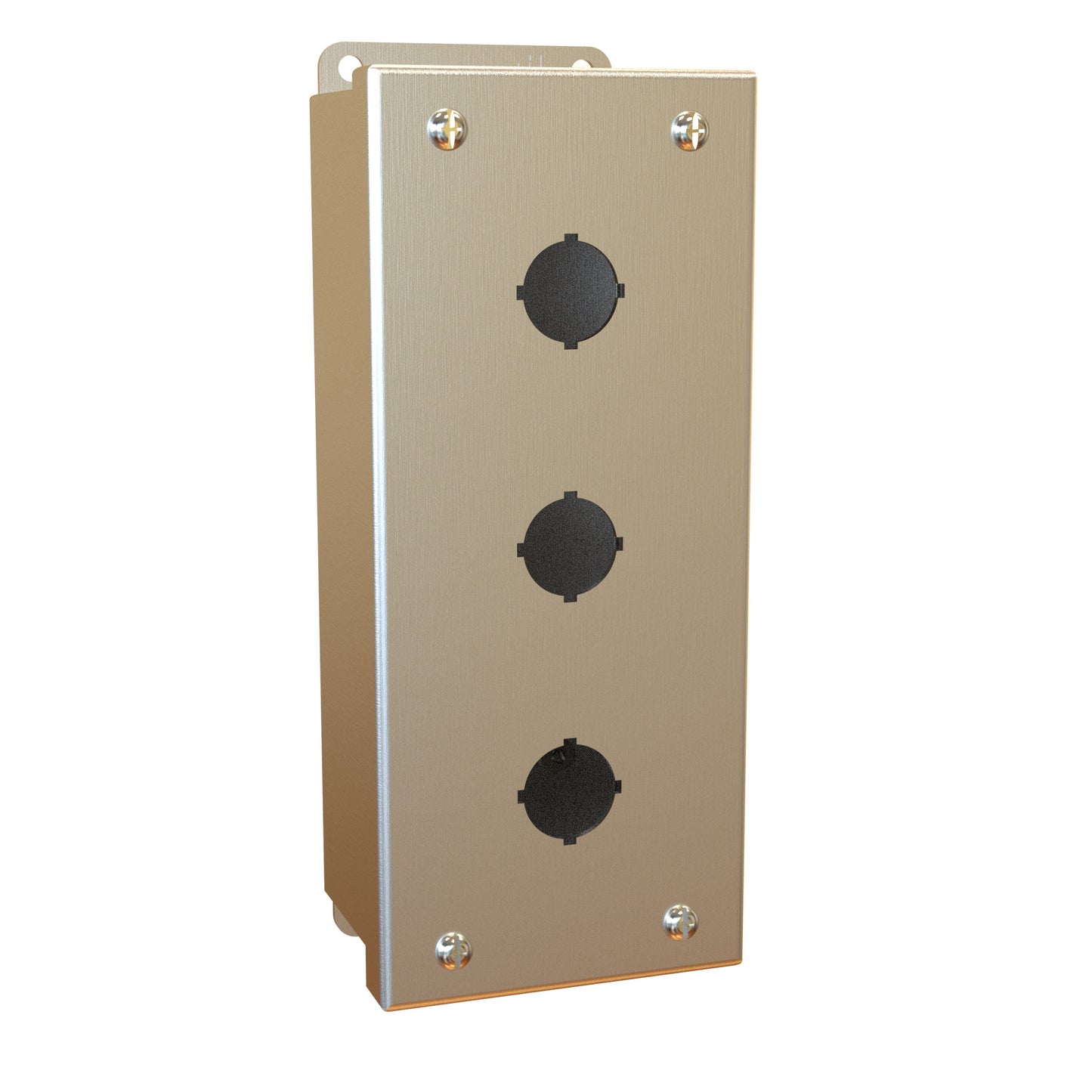 Hammond 1435SSC Pushbutton Enclosure - 3 PB x 30.5mm - 304 Stainless Steel (8.00" x 3.25" x 2.75")