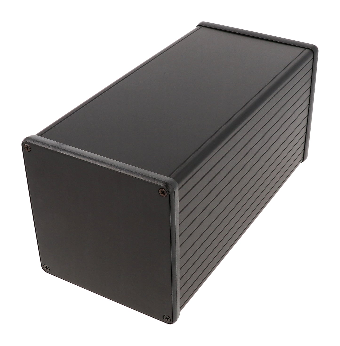 Hammond 1455NS2201BK Extruded Aluminum Enclosure with Metal End Panels, Black Anodize 8.66" x 4.06" x 4.06"
