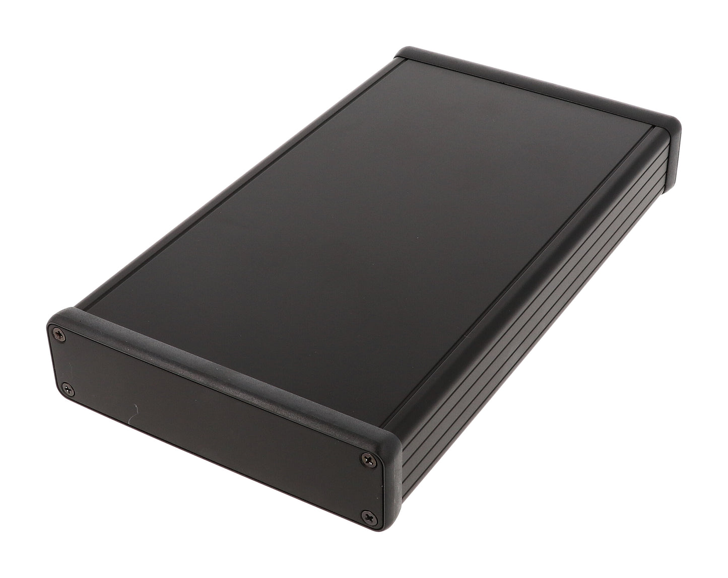 Hammond 1455P2201BK Extruded Aluminum Enclosure, Black with Metal End Panels 8.66" x 4.92" x 1.22"
