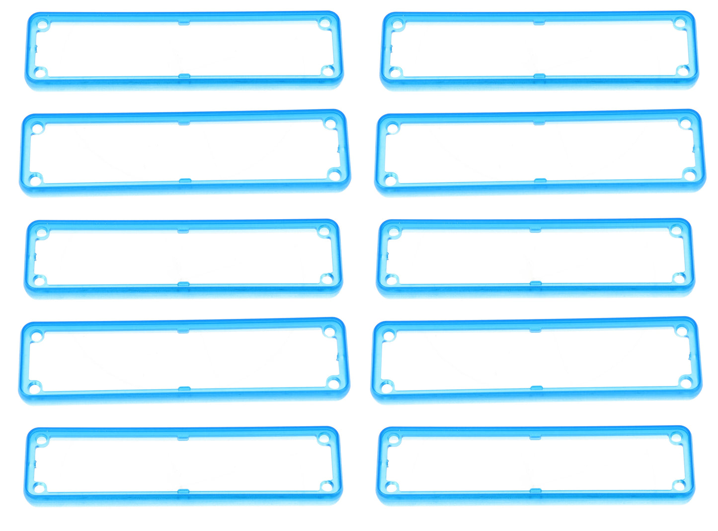 Hammond 1455PBTBU-10 1455 Series Open Plastic Bezels, Translucent Blue, 10-pack, For 1455P Series Metal End Plate Enclosures.