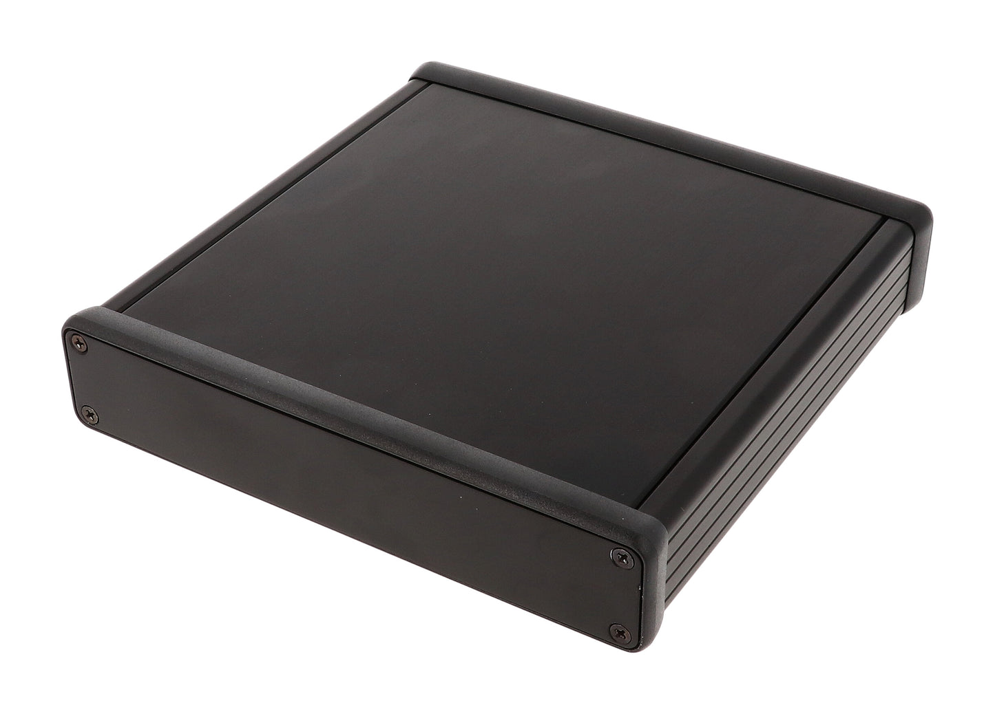 Hammond 1455R1601BK Extruded Aluminum Enclosure, Black with Metal End Panels 6.3" x 6.5" x 1.22"