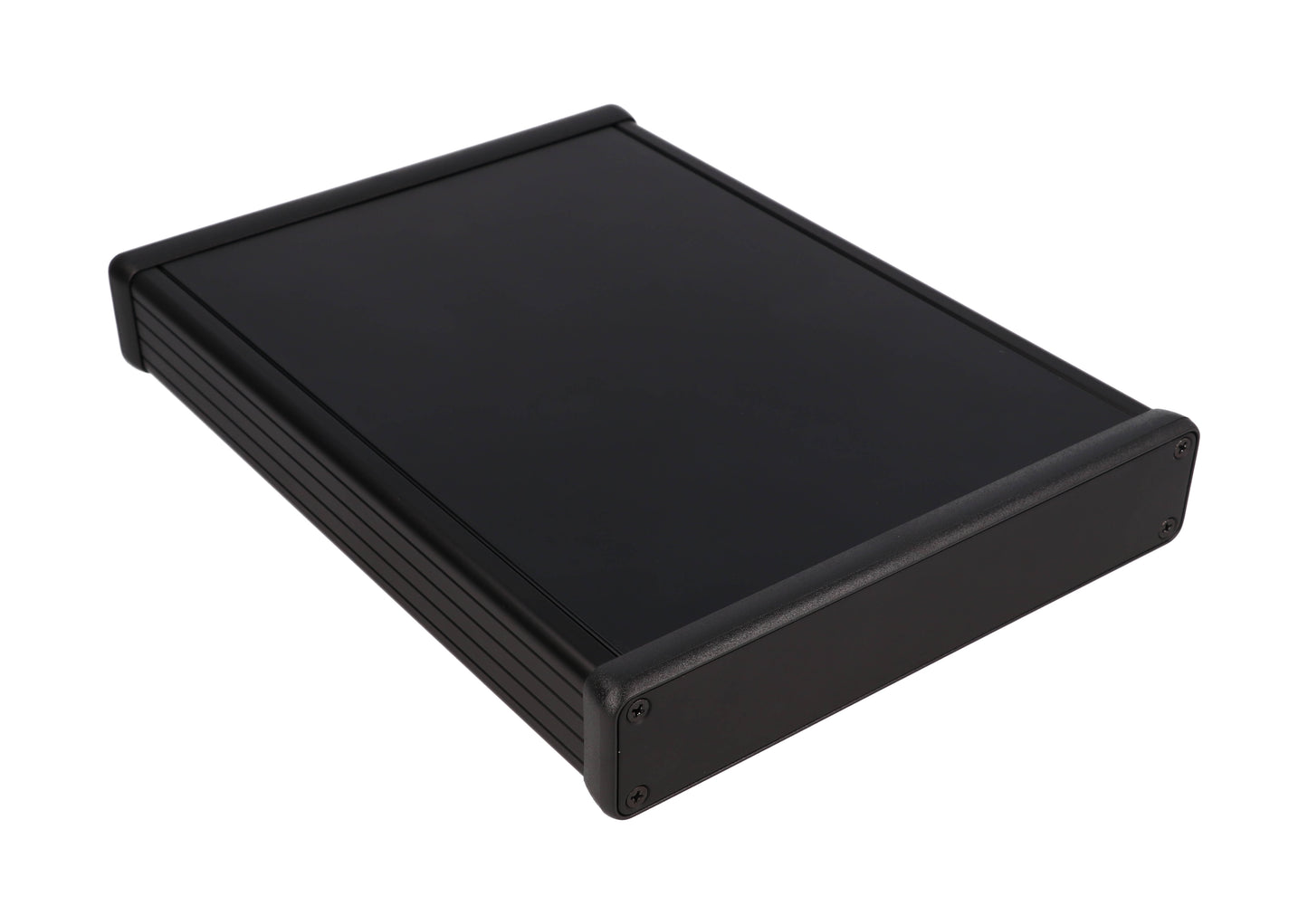 Hammond 1455R2201BK Extruded Aluminum Enclosure, Black with Metal End Panels 8.66" x 6.5" x 1.22"