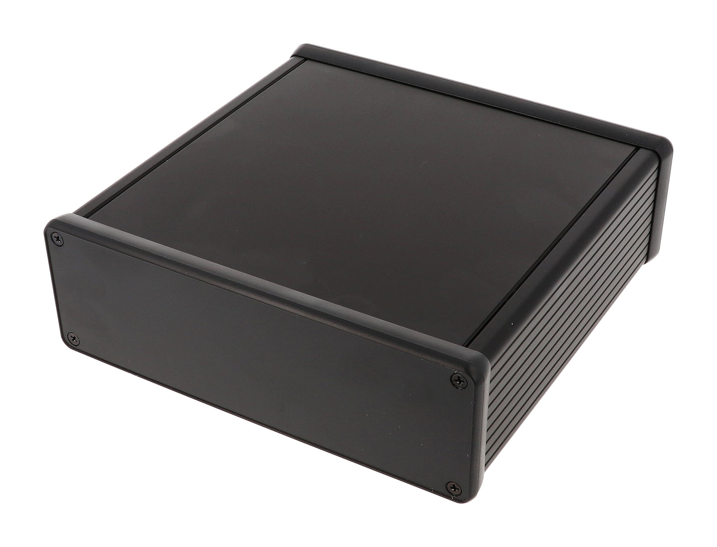 Hammond 1455T1602BK Extruded Aluminum Enclosure, Black with Plastic End Panels 6.3" x 6.5" x 2.05"