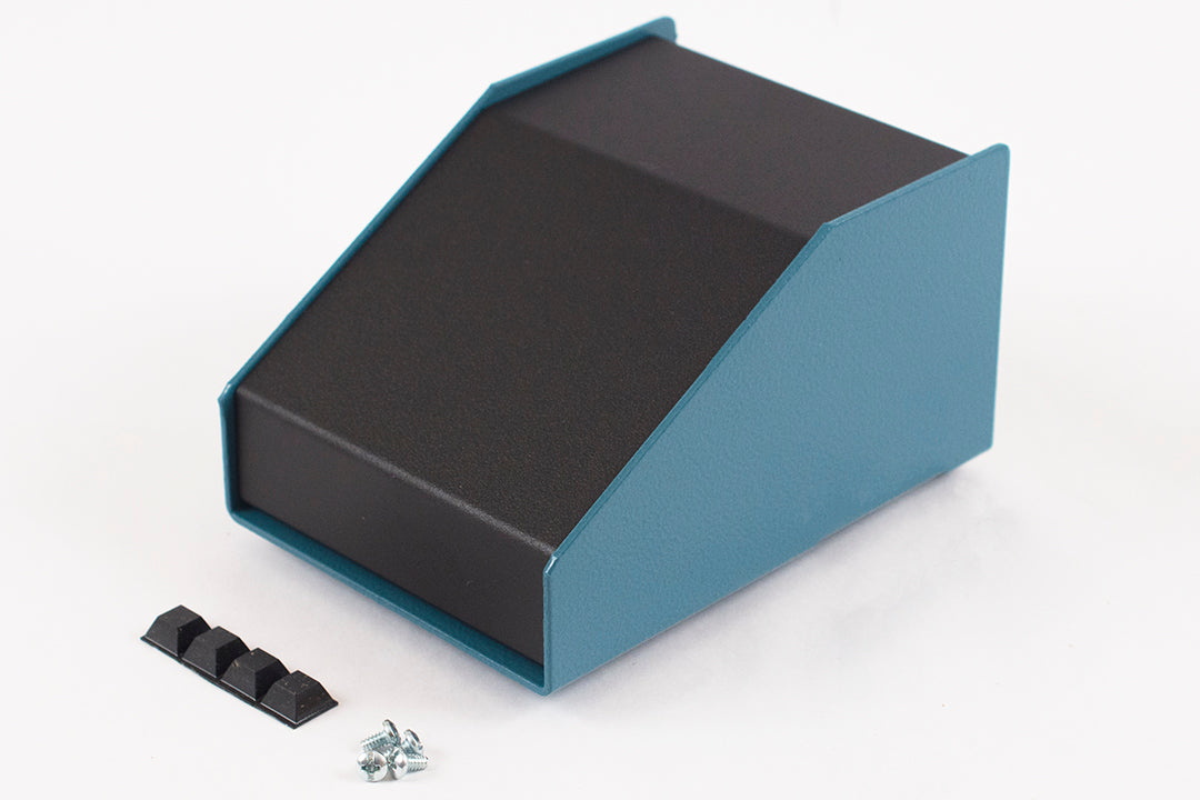 Hammond 1456CE3BKBU Sloped Aluminum Console Enclosure, 30 Degree Black Top / Blue Case 4.00" x 5.50" x 3.00"