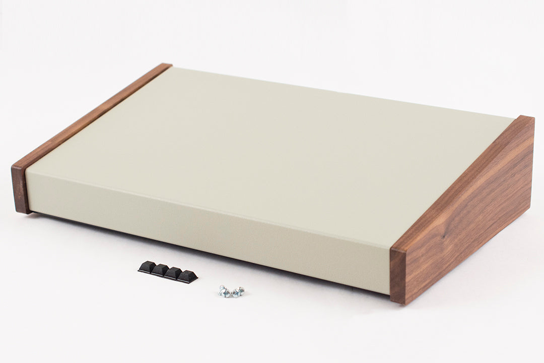 Hammond 1456PH1WHCWW Sloped Console Enclosure, Solid Oiled Walnut Sides, Steel Base, Aluminum Top, 10 Degree 14.00" x 8.30" x 3.00"