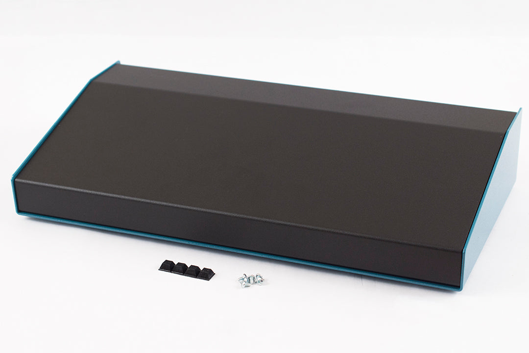 Hammond 1456RH3BKBU Sloped Aluminum Console Enclosure, 15 Degree Black Top / Blue Case 17.00" x 8.30" x 3.00"