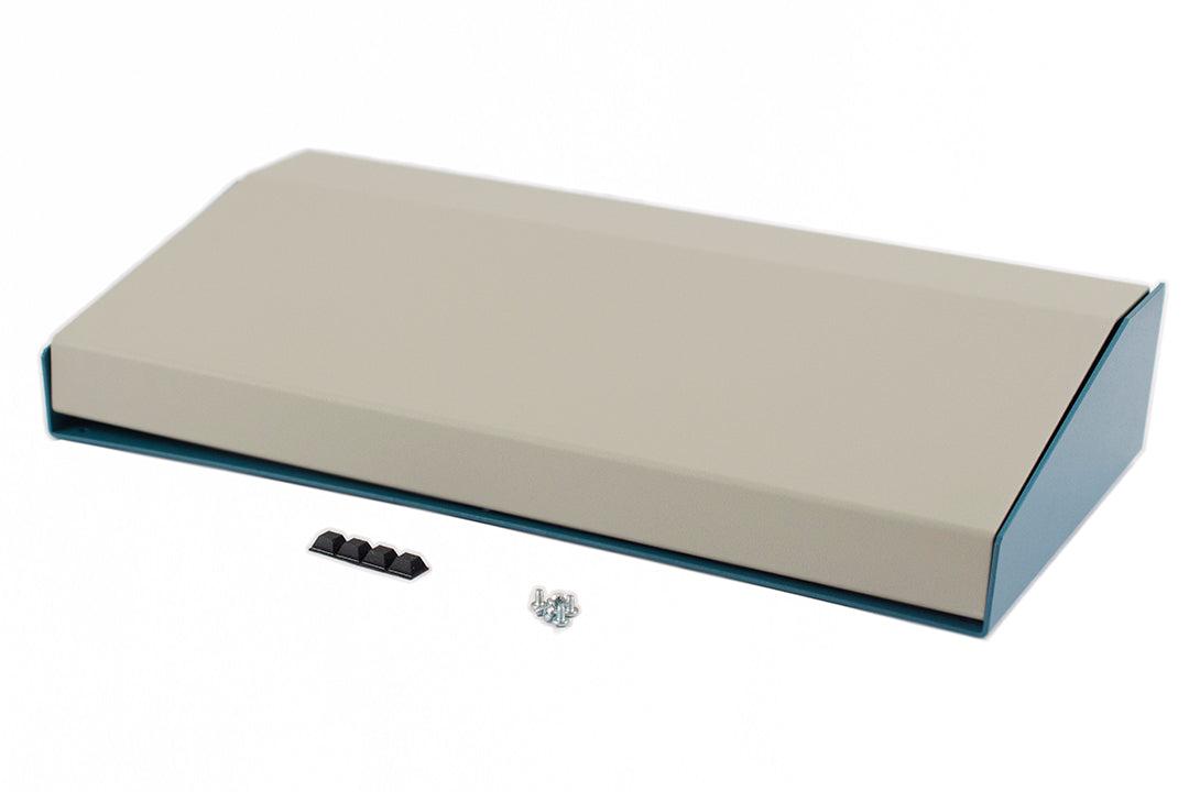 Hammond 1456RH3WHBU Sloped Aluminum Console Enclosure, 15 Degree Beige Top / Blue Case 17.00" x 8.30" x 3.00"
