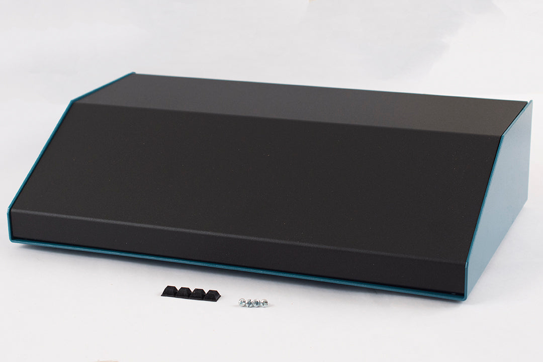 Hammond 1456RK4BKBU Sloped Aluminum Console Enclosure, 30 Degree Black Top / Blue Case 17.00" x 10.20" x 4.00"