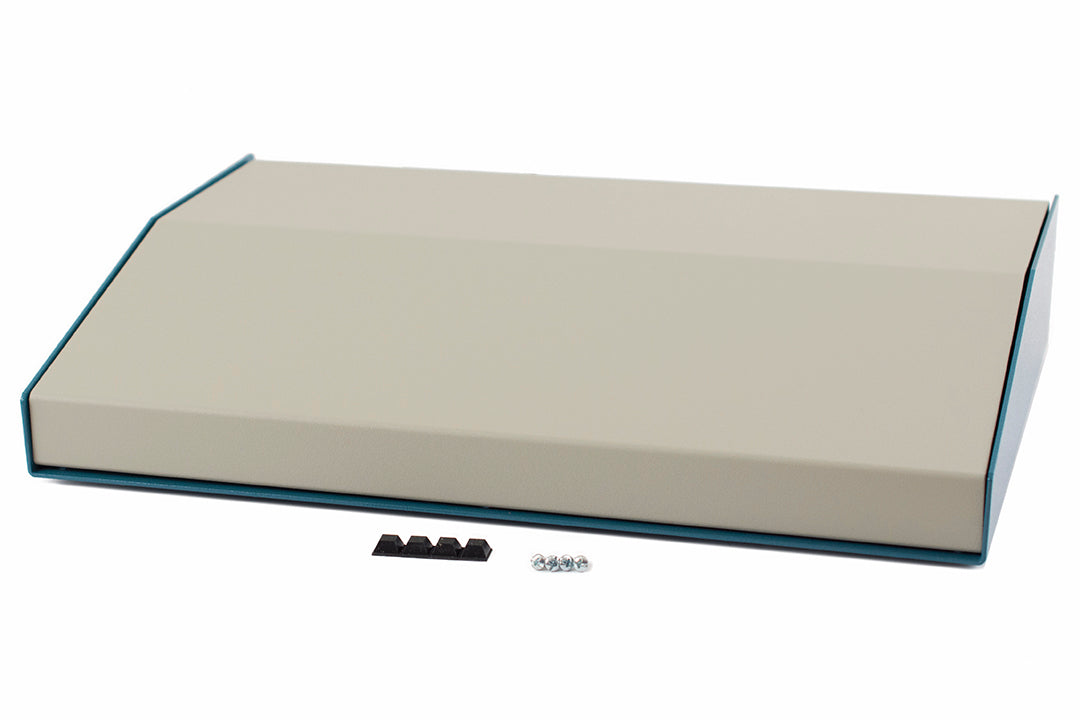 Hammond 1456RL3WHBU Sloped Aluminum Console Enclosure, 15 Degree Beige Top / Blue Case 17.00" x 11.30" x 3.00"