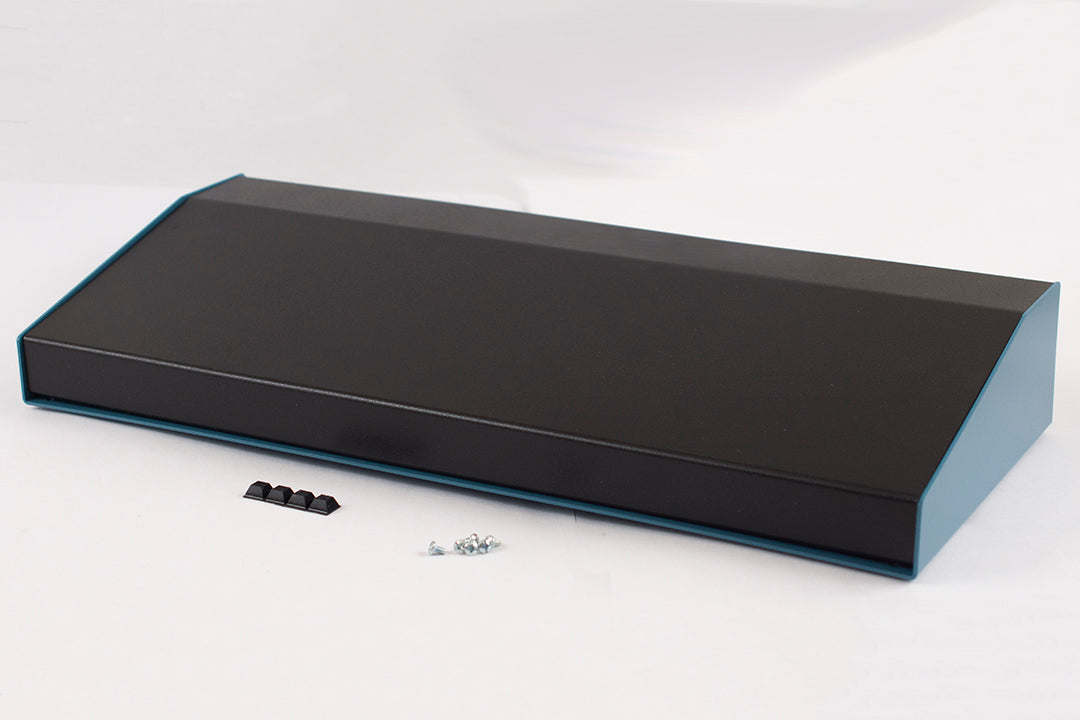 Hammond 1456WH3BKBU Sloped Aluminum Console Enclosure, 15 Degree Black Top / Blue Case 20.00" x 8.30" x 3.00"