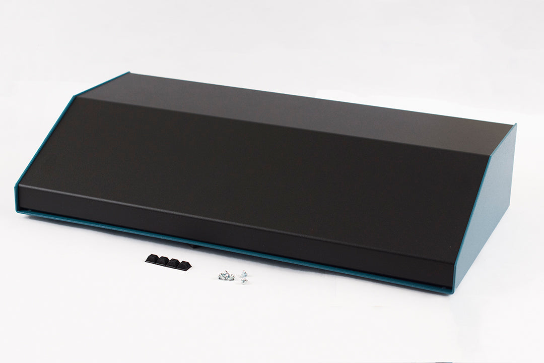 Hammond 1456WK4BKBU Sloped Aluminum Console Enclosure, 30 Degree Black Top / Blue Case 20.00" x 10.20" x 4.00"
