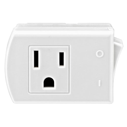 Leviton 1470-W Indoor Grounded Switch Tap with On/Off Rocker, NEMA 5-15R 125VAC 15A, White