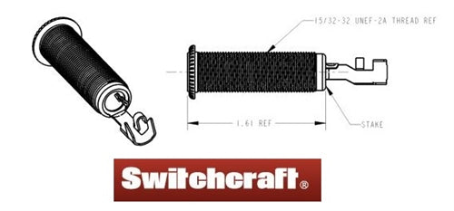 Switchcraft 151 2 Pole Mono 1/4" Phone Jack, Thick Panel Mount Jack with Cable Clamp, Nickel Finish