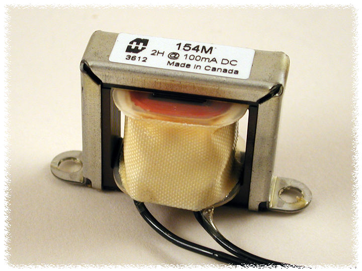 Hammond 154M DC Reactor, Filter Choke, Open Channel Mount, Inductance 2H, DC Current 100 mA.