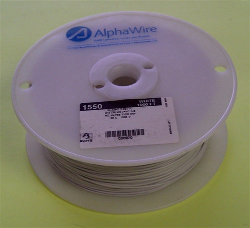 Alpha 24AWG Stranded White Hookup Wire 1550-1000WHT (1000 Feet)