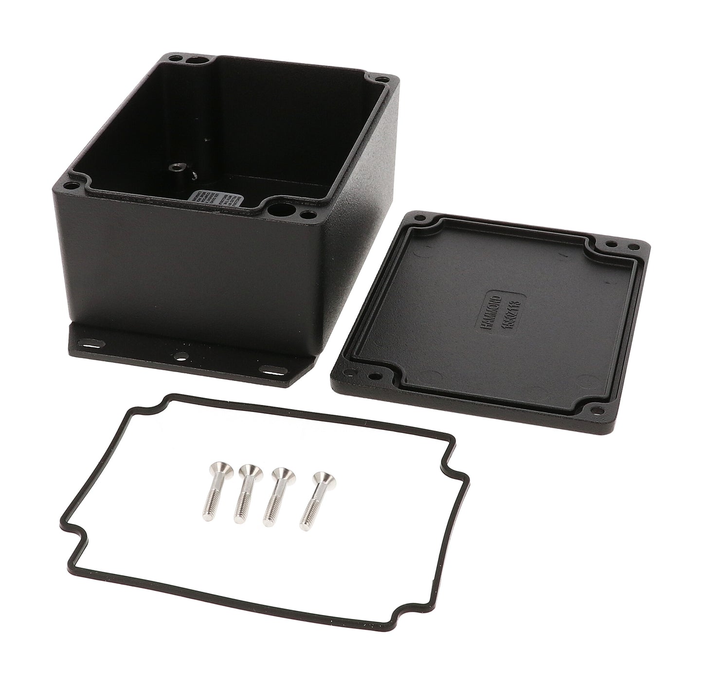 Hammond 1550Z113FBK Black Watertight Flanged Diecast Aluminum Enclosure 5.58" x 3.56" x 2.28"