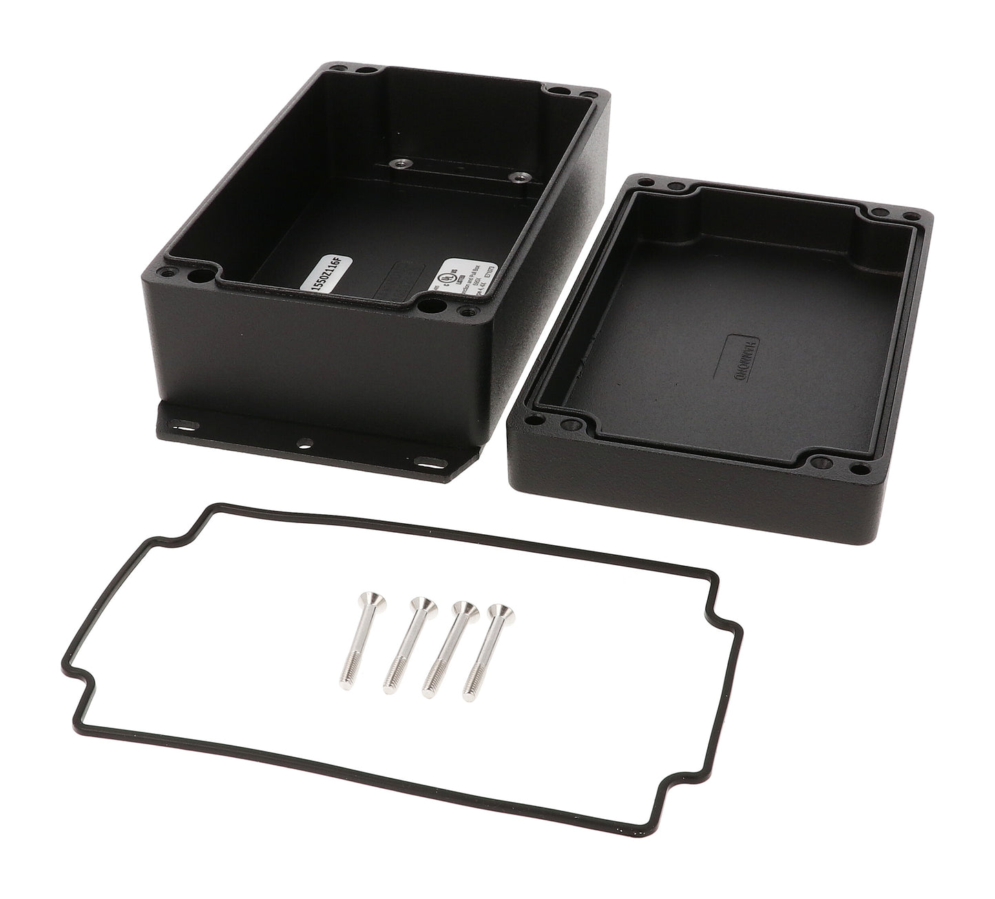 Hammond 1550Z116FBK Black Watertight Flanged Diecast Aluminum Enclosure 7.35" x 3.95" x 2.47"