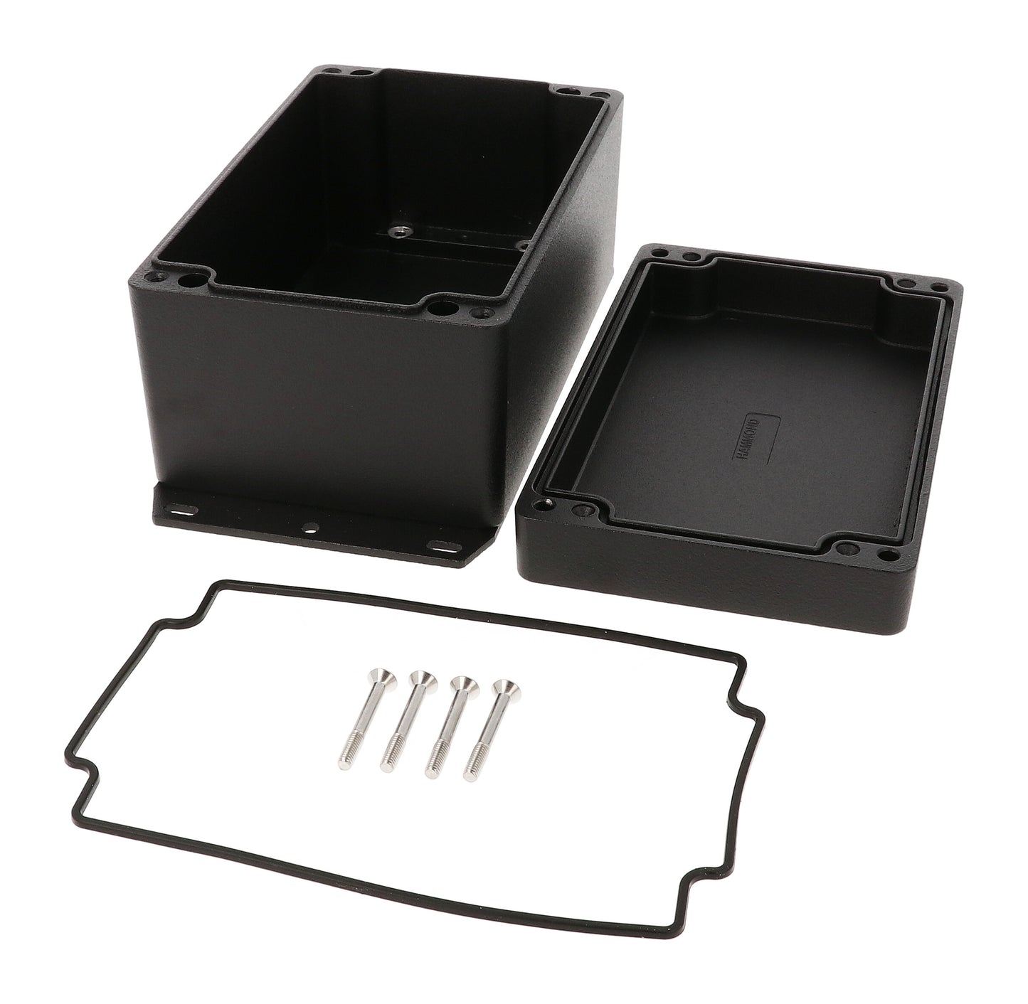 Hammond 1550Z117FBK Black Watertight Flanged Diecast Aluminum Enclosure 7.35" x 3.95" x 3.3"