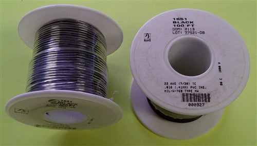 Alpha 22AWG Stranded Black Hookup Wire 1551-100BLK (100 Feet)