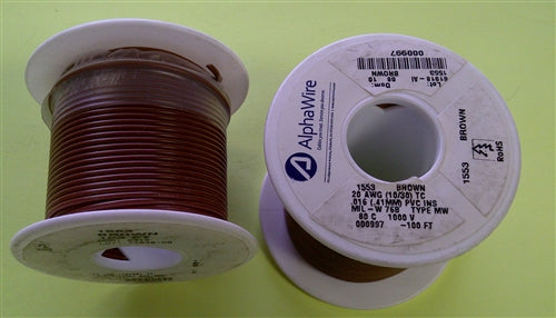 Alpha 20AWG Stranded Brown Hookup Wire 1553-100BRN (100 Feet)